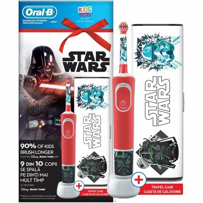 Хигиена на устата  Четки за зъби Комплект ел. четка за зъби за деца + Travel Case Oral-B D100 Vitality Star Wars 